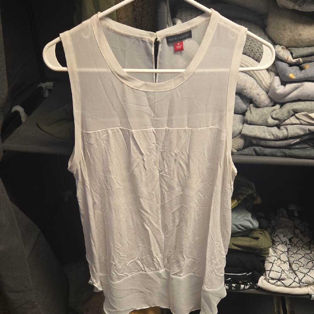 Vince Camuto White Sleeveless Blouse